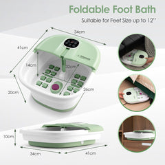 Foldable foot bath with dimensions and in use examples