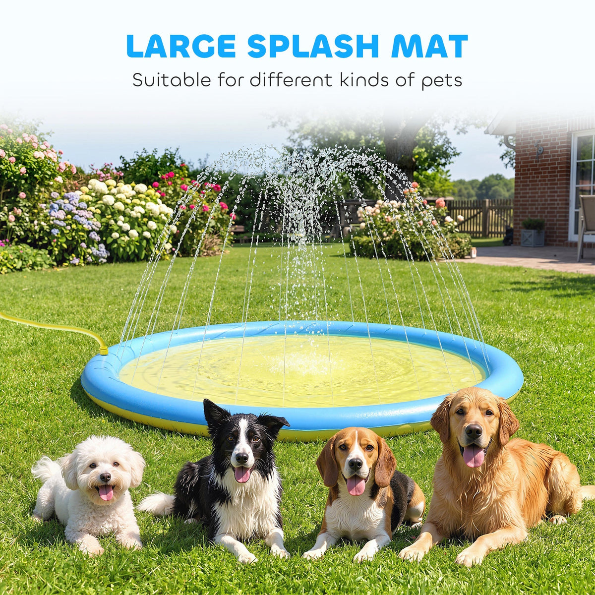 PawHut Dog Splash Pad for Garden, Patio, Summer Fun, 170 cm
