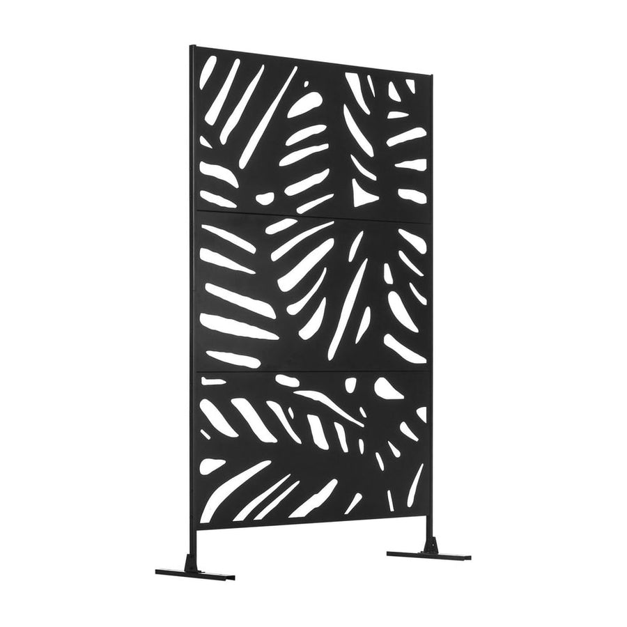 Outsunny Decorative Garden Privacy Screen with Stand, 6.5FT Freestanding Metal Outdoor Divider, Decorative Privacy Panel with