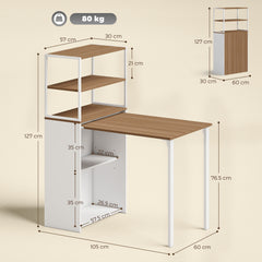 HOMCOM Folding Shelf and Work Table - Natural