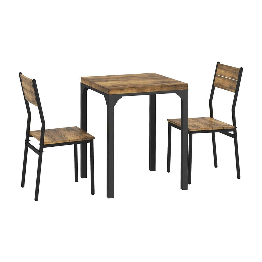 HOMCOM Three-Piece Minimal and Compact Dining Set, Rustic Brown