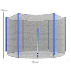 SPORTNOW 10ft Trampoline Net Replacement with 6 Plastic Pole Covers, Weather-Resistant Trampoline Netting Replacement with Zipped Entrance, Poles Not Included, Blue