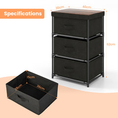 Fabric Storage Organizer Tower Unit Set of 2 with Removable Lid-Black