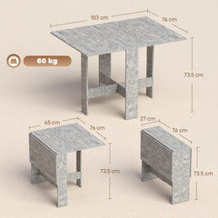 HOMCOM Folding Dining Table, Space-Saving Drop Leaf Kitchen Table for 4-6 People Grey