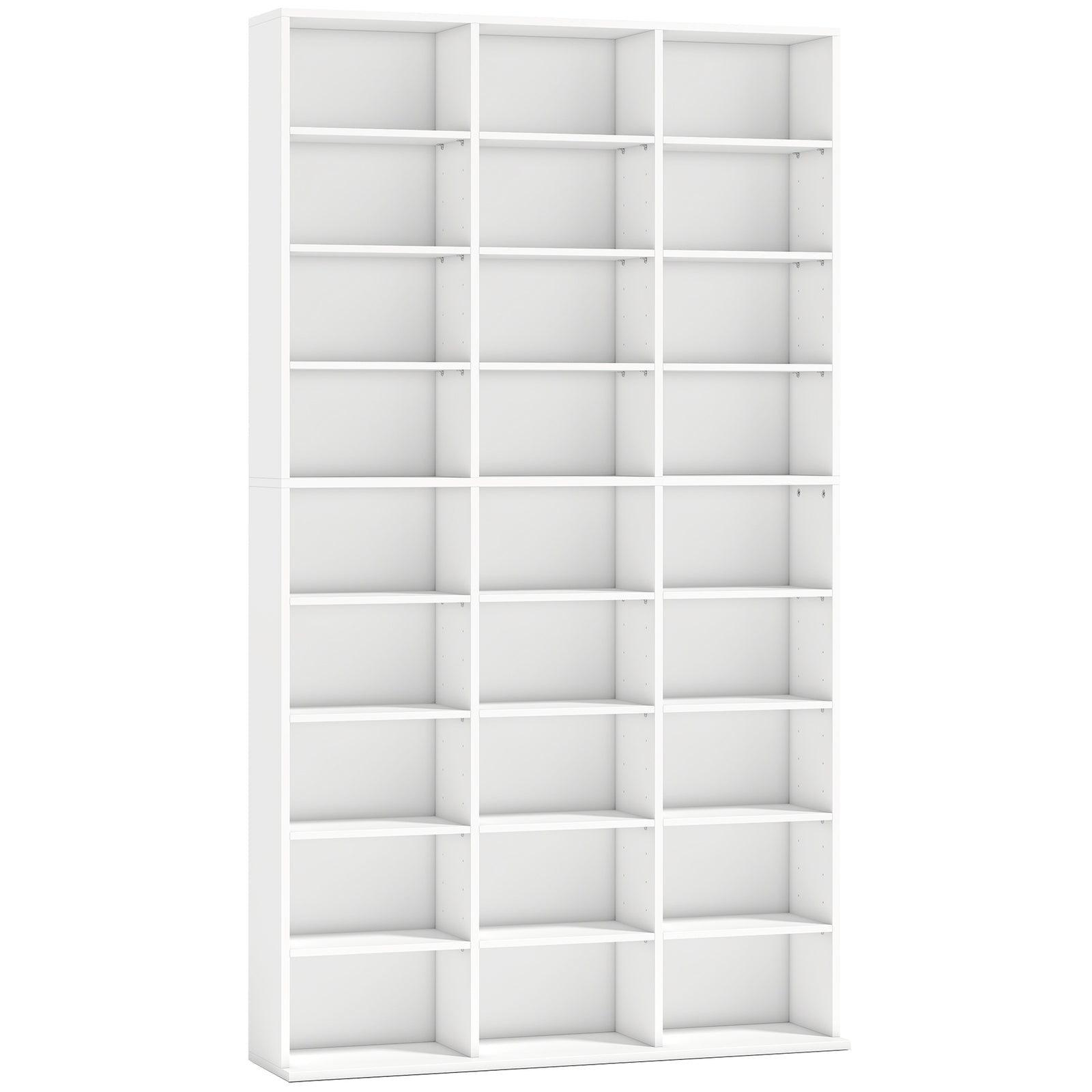 HOMCOM 835 CD/500 DVD Storage Unit, Blu-ray Media Storage Shelf with 27 Compartments and 21 Adjustable Shelves, White