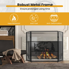 132 x 79 cm Fireplace Screen with Natural Scenery and Moose Pattern