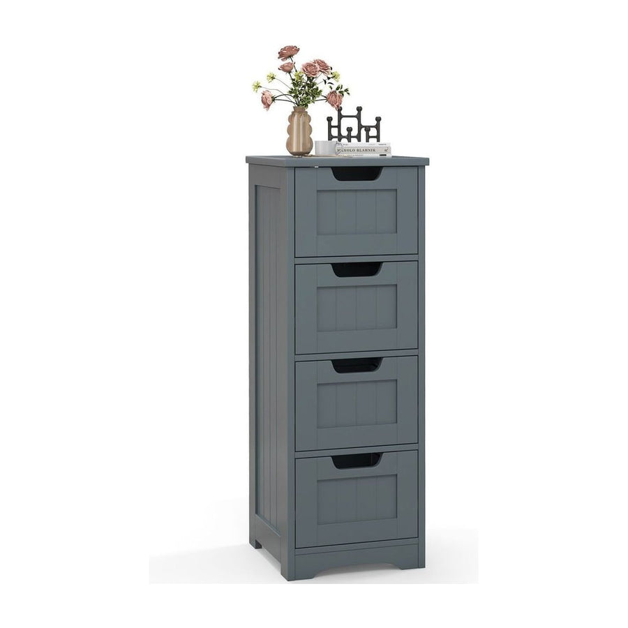 Floor Storage Cabinet Freestanding Bathroom Cabinet with 4 Drawers-Grey