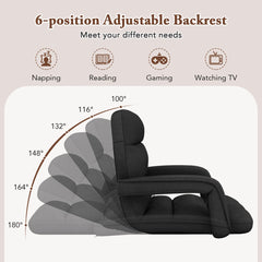 Floor Gaming Chair for Adults with Back Support and Adjustable 6-Position-Black