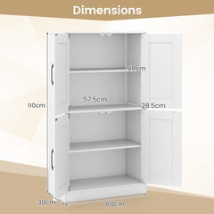 Floor Storage Cabinet with Doors and Adjustable Shelves-White