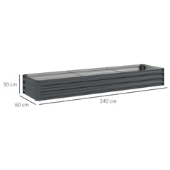 Outsunny 60 x 240cm Galvanised Steel Planter, with Open Bottom, Pack of 2