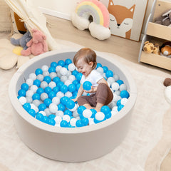 90 x 30cm Soft Round Ball Pool for Toddlers & Baby with 200 Ocean Balls and Storage Bag-White