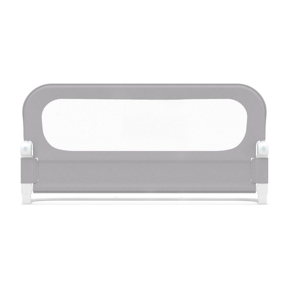 Foldable Bed Rail for Toddlers 120 Long with Removable Cover-Grey, a grey bed rail with white mesh panel