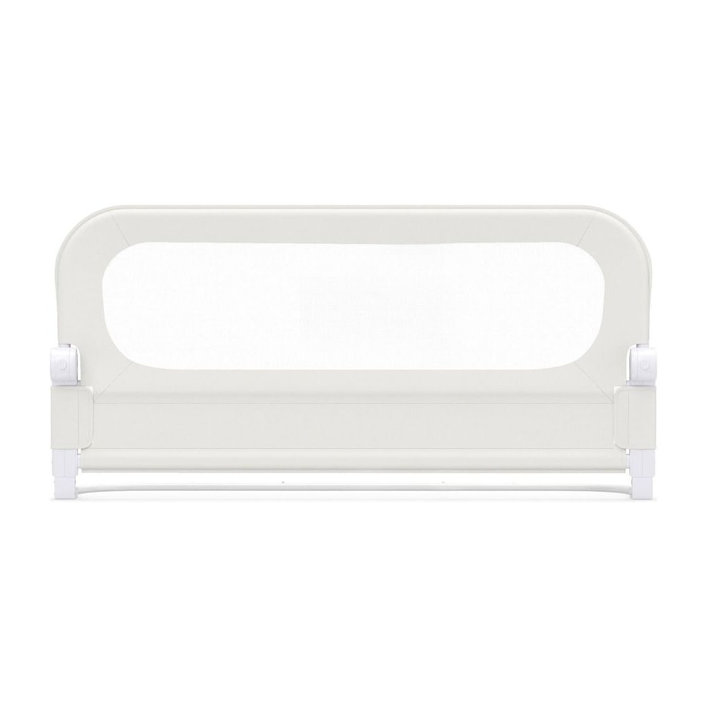 Foldable Bed Rail in white with a mesh centre panel and sturdy side hinges