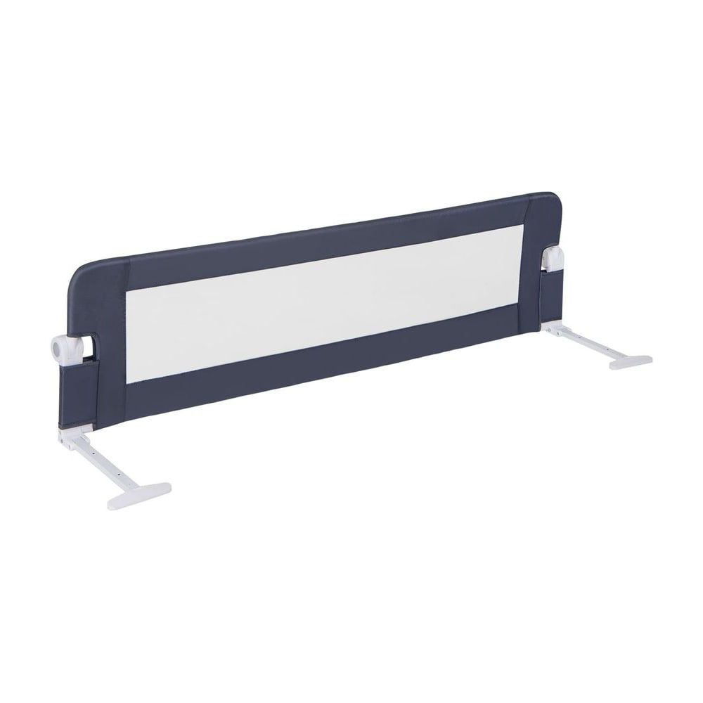 Foldable Bed Rail for Toddlers with Adjustable Safety Strap in grey, a mesh panel with a fabric surround