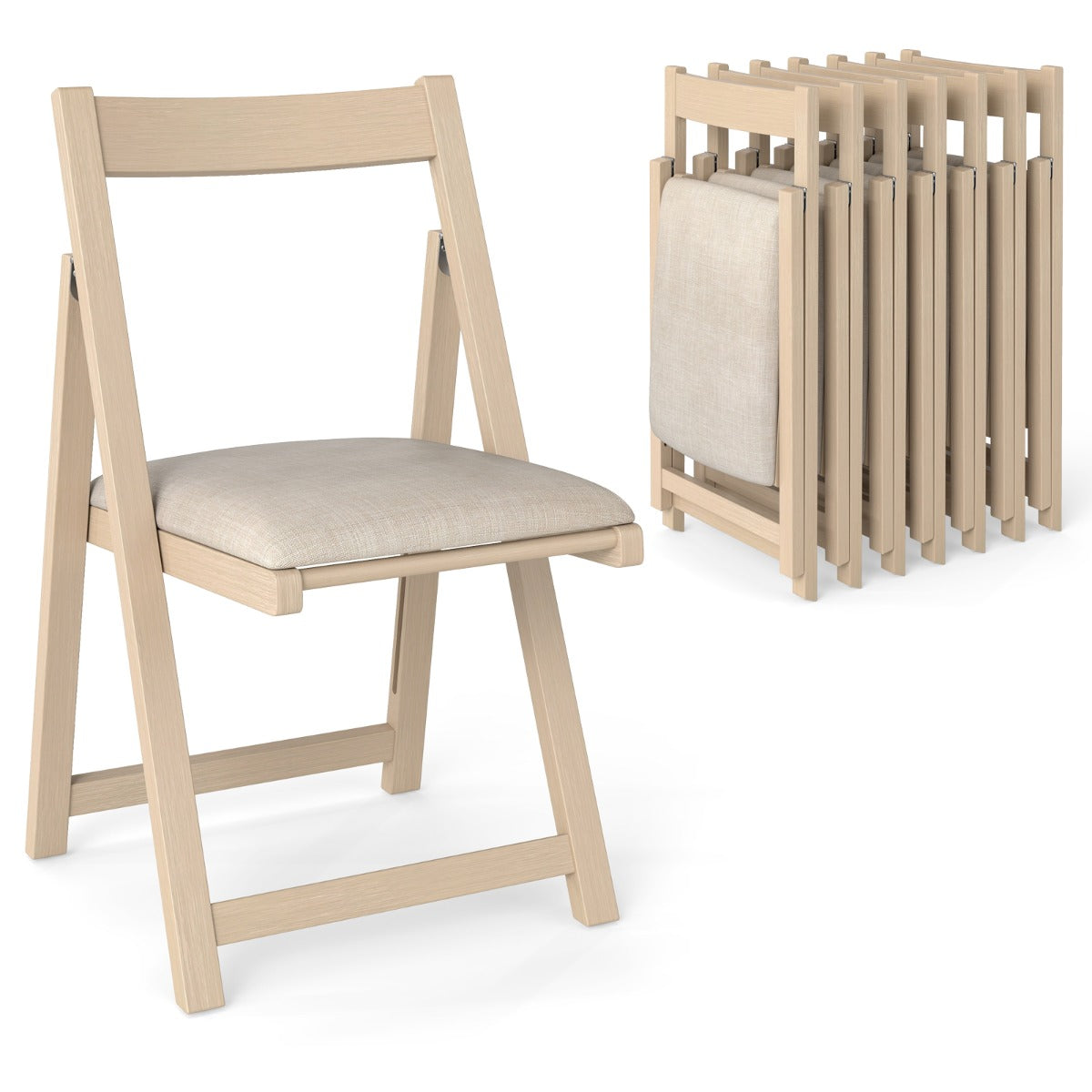 Foldable Dining Chair Set of 8 in Beige