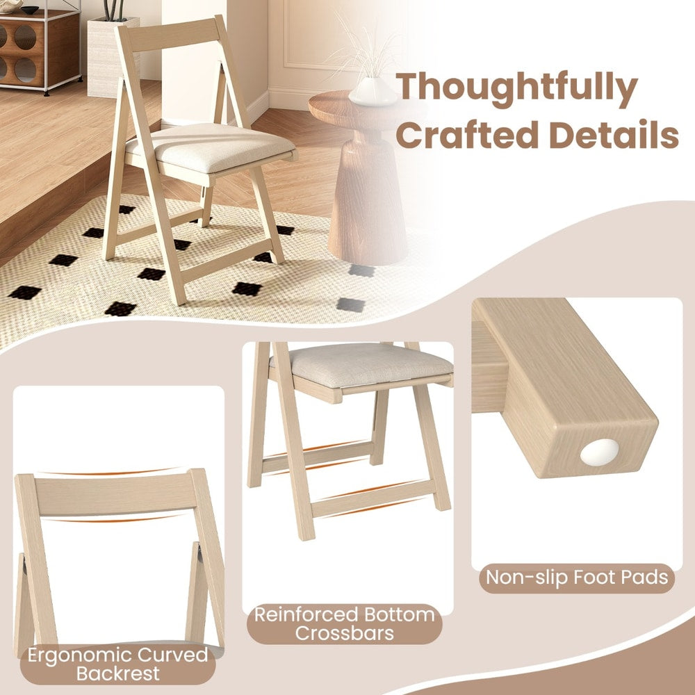 Foldable Dining Chair Set of 8 in Beige