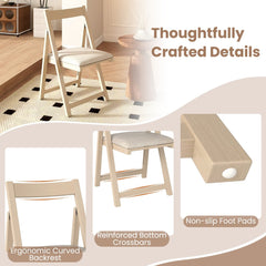 Foldable Dining Chair Set of 8 in Beige
