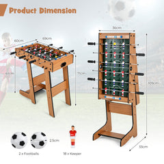 Space Saving Table Football with Durable Handle and 2 Footballs for Adult and Child-Brown