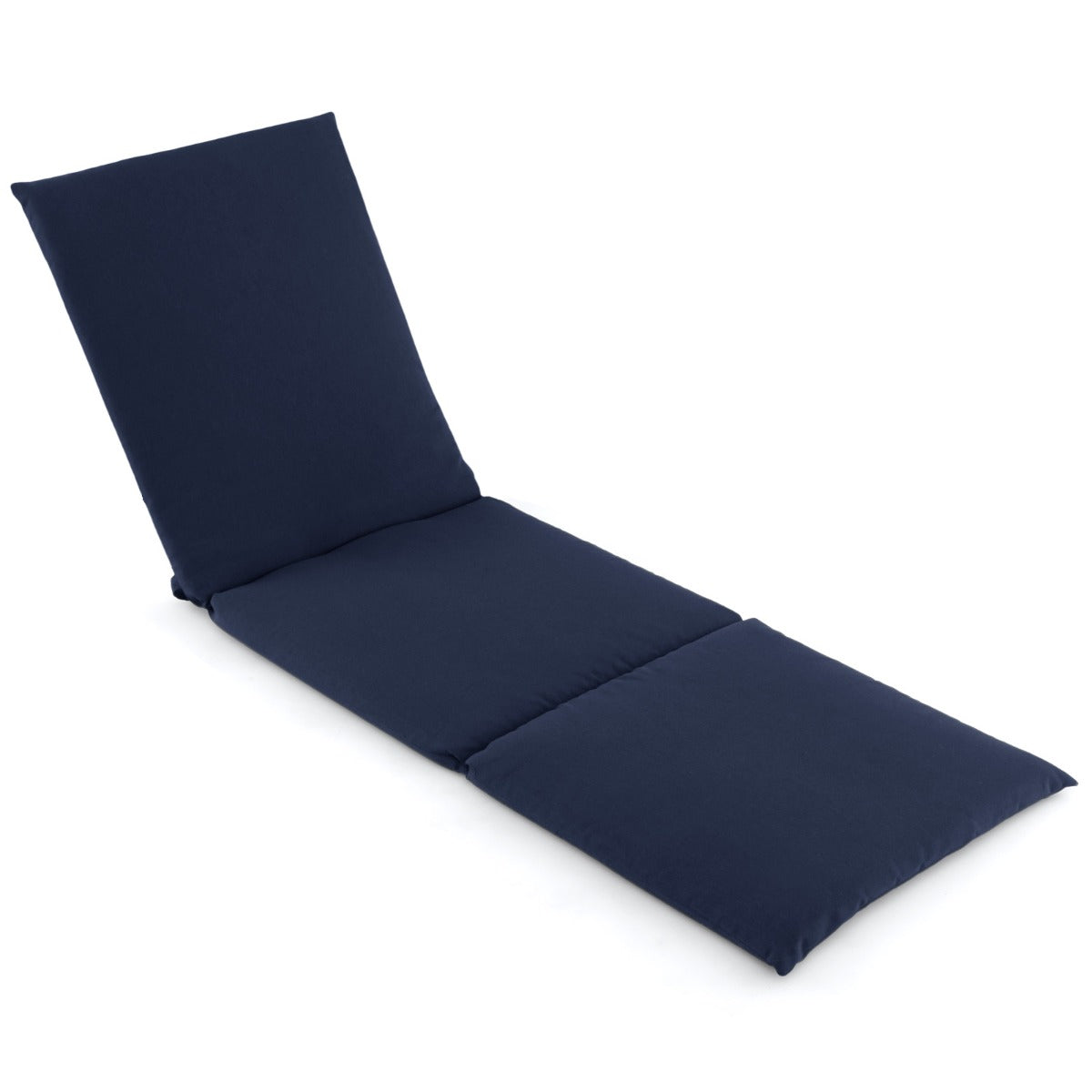Folding Outdoor Chaise Lounge Cushion Patio Furniture Pad with Straps-Navy-1 Piece