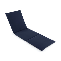Folding Outdoor Chaise Lounge Cushion Patio Furniture Pad with Straps-Navy-1 Piece