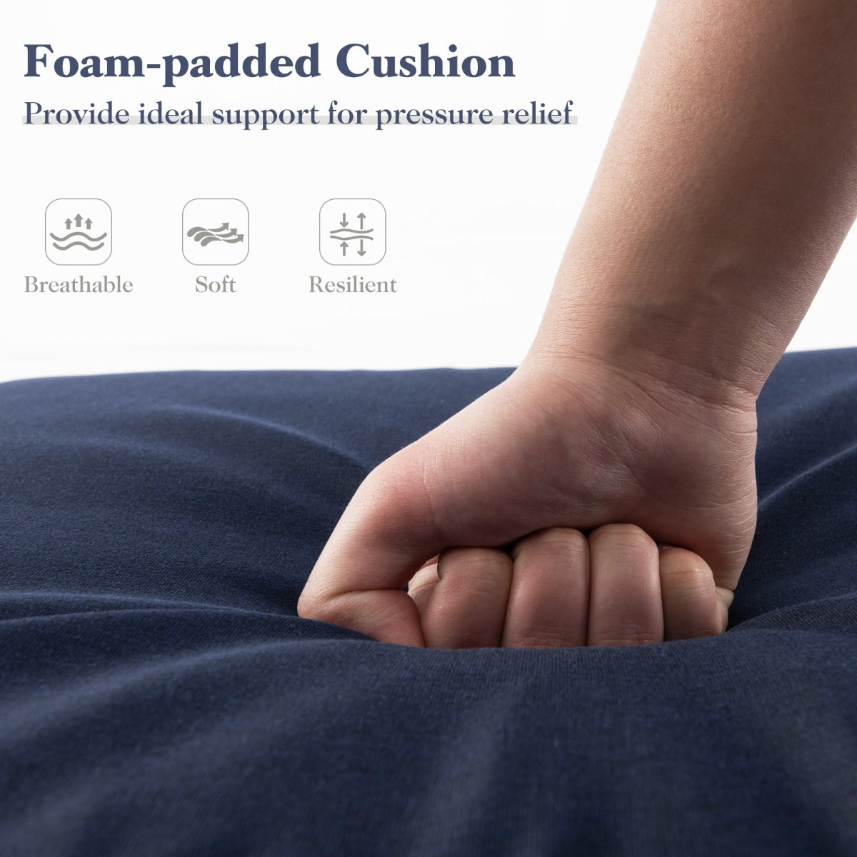 Folding Outdoor Chaise Lounge Cushion Patio Furniture Pad with Straps-Navy-1 Piece