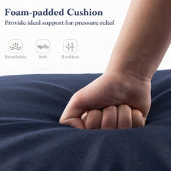Folding Outdoor Chaise Lounge Cushion Patio Furniture Pad with Straps-Navy-1 Piece