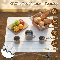 Folding Roll-up Aluminium Camping Table for 4-Silver