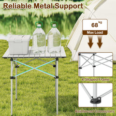 Folding Roll-up Aluminium Camping Table for 4-Silver