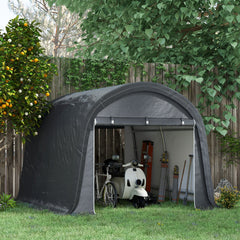 Outsunny 3 x 3(m) Garden Storage Tent, Heavy Duty Outdoor Shed, Waterproof Portable Shed Storage Shelter with Galvanised Steel Frame for Bike, Motorcycle, Garden Tools, Grey