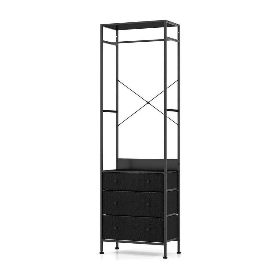 Freestanding Closet Organizer Clothes Rack with Drawers-Black