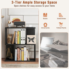 3-Tier Freestanding Bookshelf for Home Office-Black
