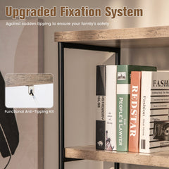 Freestanding Wooden 5-Tier Storage Bookshelf-Grey