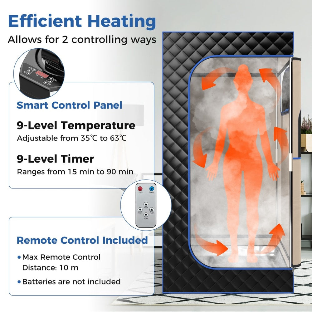 Close up of the smart control panel and remote for the efficient heating steam sauna