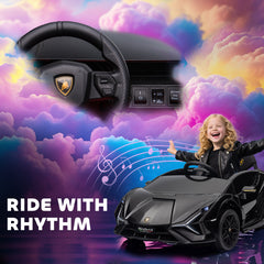 HOMCOM Lamborghini Sian Licensed Electric Car for Kids, 12V Kids Electric Ride on Car with Dual Motors, Remote Control, Black