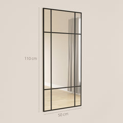HOMCOM Decorative Grid Wall Mirror, with Back Hooks - Black