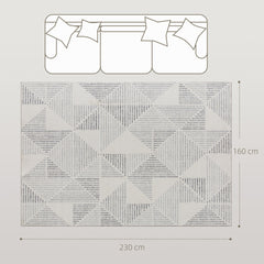 HOMCOM Modern Area Rug, Geometric Pattern Non-Slip Washable Rug, Soft Floor Carpet for Living Room, Bedroom, Dining Room, Home Office, 230 x 160 cm, Grey