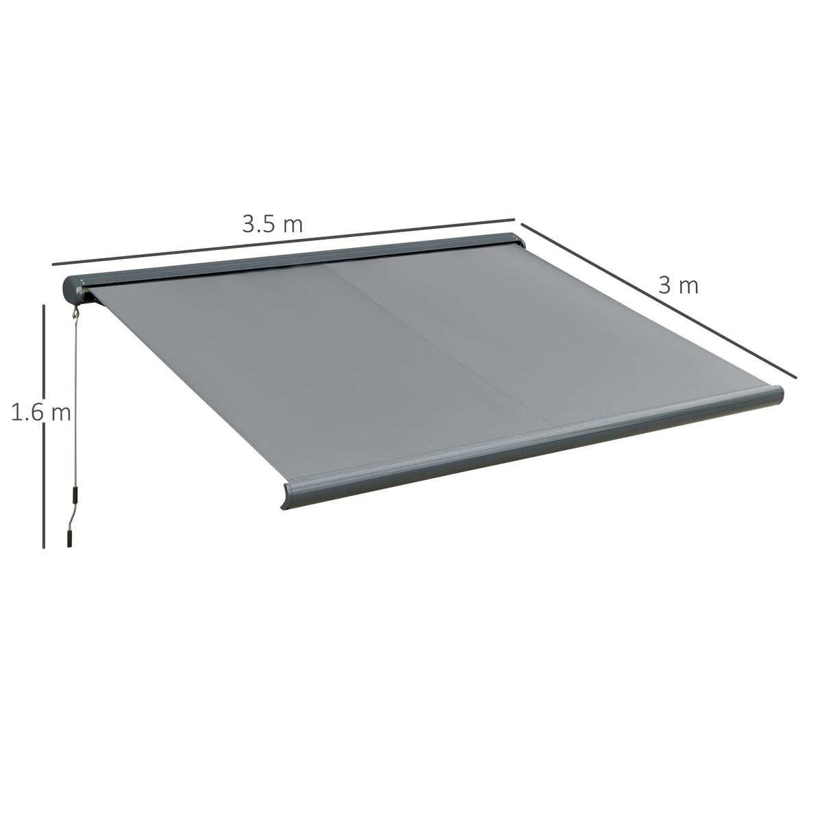 Outsunny 3.5 x 3m LED Light Full Cassette Case Electric Awning for Home Sun Shade with 40m Remote Controller, Grey