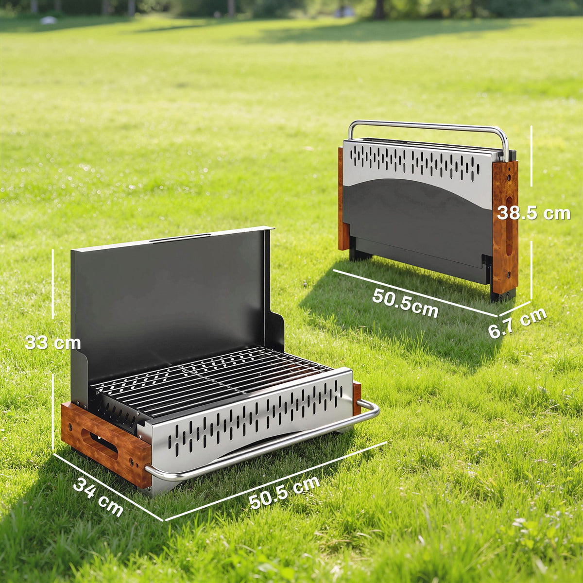 Outsunny Portable BBQ Grill, Folding Charcoal Barbecue Grill with Removable Charcoal Basin for Camping Picnic Garden Party, Black