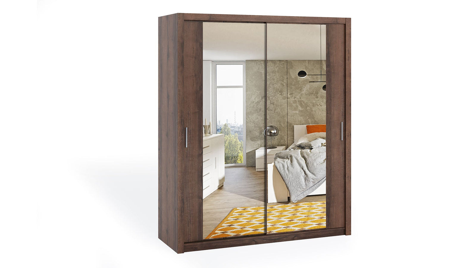 Bono Sliding Door Wardrobe With Mirrors 180cm