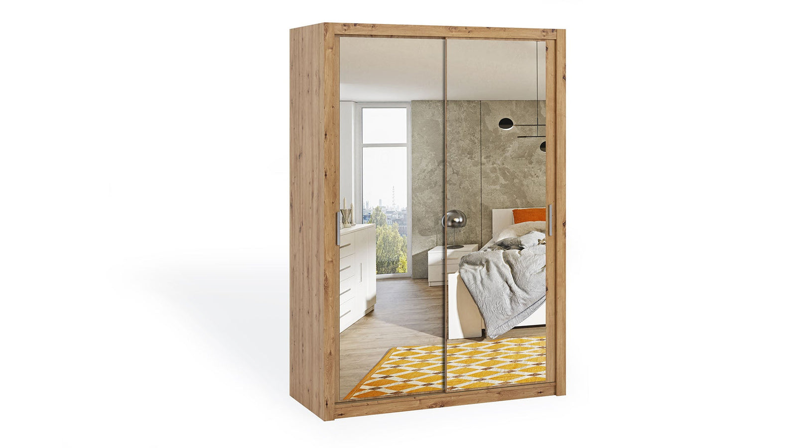 Bono Sliding Door Wardrobe With Mirrors 150cm