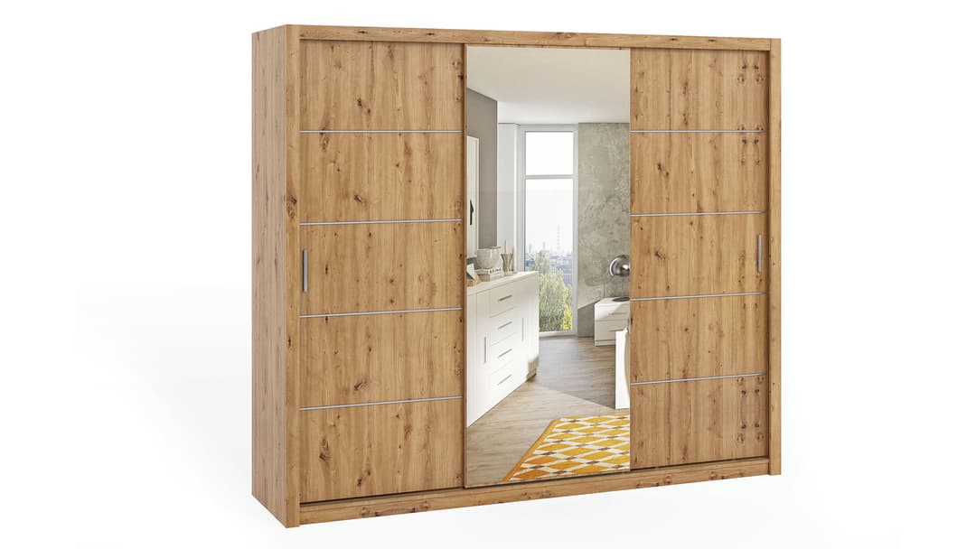 Bono Sliding Door Wardrobe With Mirror 250cm