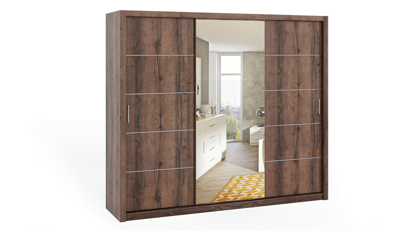 Bono Sliding Door Wardrobe With Mirror 250cm