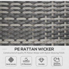 Outsunny Rattan Folding Sun Lounger Outdoor Chair with Cushion and Pillow Grey