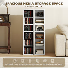 HOMCOM Set of 2 CD Media Display Shelf Unit Tower Rack with Adjustable Shelves, White