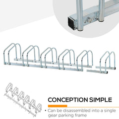 HOMCOM Bike Stand Parking Rack Floor or Wall Mount Bicycle Cycle Storage Locking Stand 179L x 33W x 27H (6 Racks, Silver)