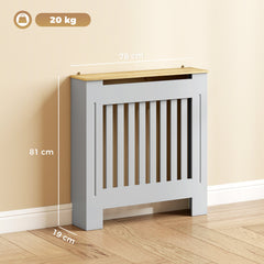 HOMCOM Heater Cover, Radiator Cover Slatted Painted MDF Lined Grill Grey, 78L x 19W x 81H cm