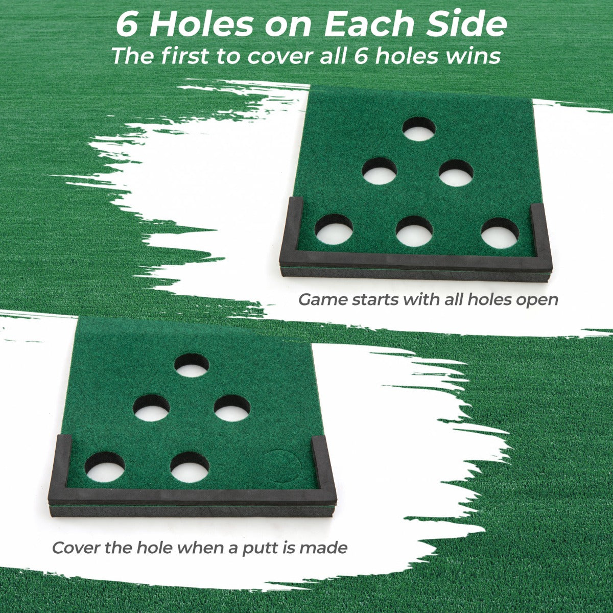 11 FT Indoor Outdoor Putting Green Mat with 2 Adjustable Putters