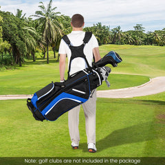 Golf Stand Bag wIth 14 Way Top Dividers 6 Pockets Cooler Bag Dual Strap and Rain Hood-Blue