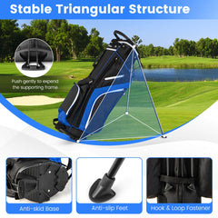 Golf Stand Bag wIth 14 Way Top Dividers 6 Pockets Cooler Bag Dual Strap and Rain Hood-Blue