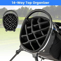 Golf Stand Bag wIth 14 Way Top Dividers 6 Pockets Cooler Bag Dual Strap and Rain Hood-Blue